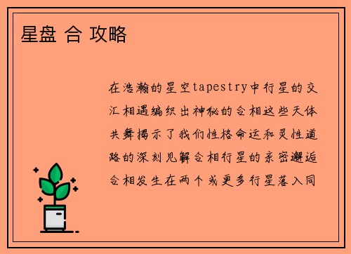 星盘 合 攻略